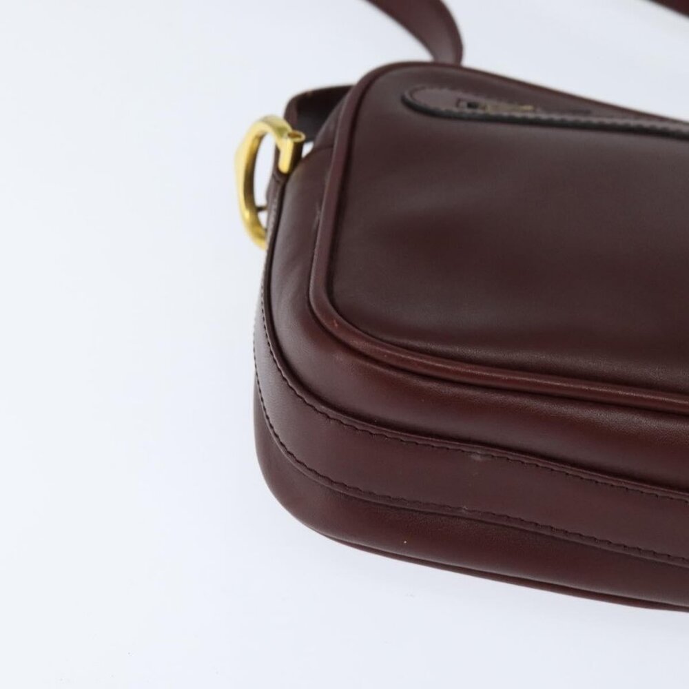 Authentic CARTIER Must Line Shoulder Bag Leather Bordeaux Gold - Picture 2 of 16
